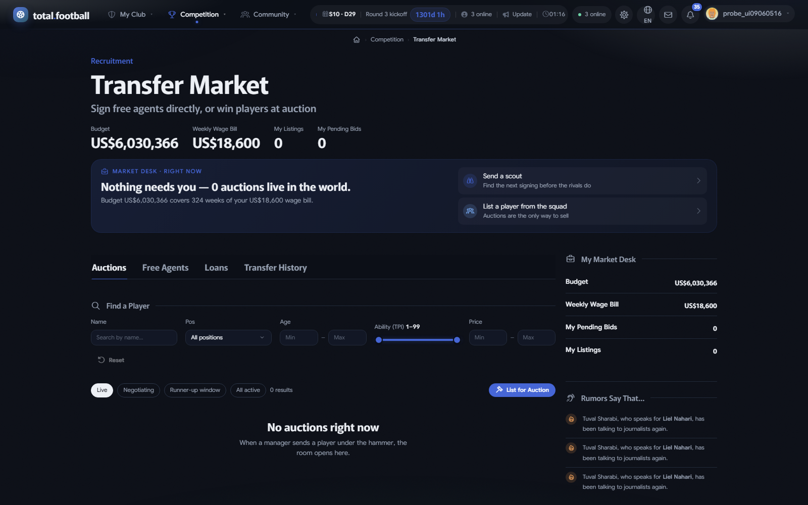 The market — auctions with sealed rivals